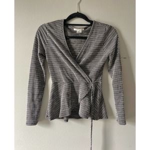 Womens stripe long sleeve wrap shirt